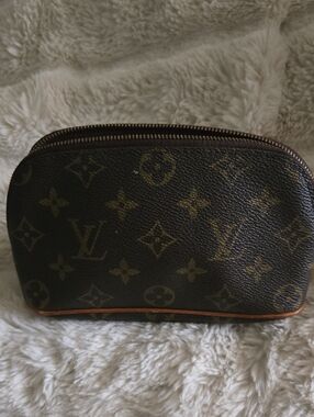 Louis Vuitton Monogram Cosmetic Pouch in Brown and Gold Accents Leopard Print
